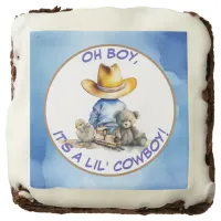 Little Cowboy Themed Baby Shower Brownie