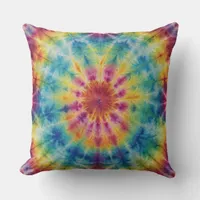 Tie Dye Spiral in Magenta Throw Pillow