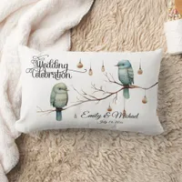 Rustic Woodland Love Birds Celebration Lumbar Pillow