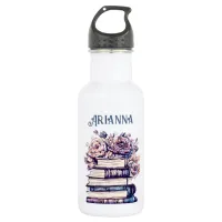 Personalized Antique Books and Roses   Stainless Steel Water Bottle