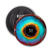 Ethereal Cosmic Eye Monogram Vibrant Abstract Art Bottle Opener