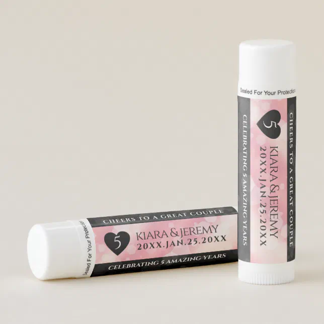 Elegant 5th Rose Quartz Wedding Anniversary Lip Balm