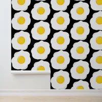 Fried Eggs Breakfast Bar Patterned Kitchen Wallpaper