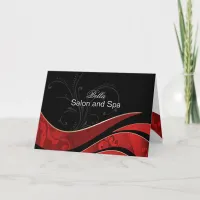 elegant red flourish Business Thank You Cards