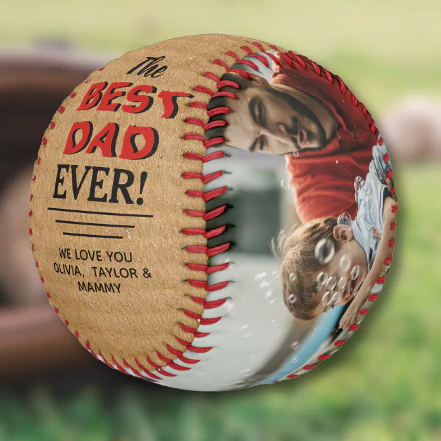 Rustic Best Dad Ever Father's Day Photo Collage Baseball