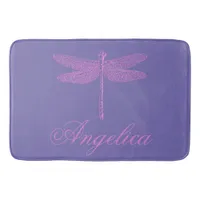 Pink and Purple Fantasy Dragonfly Bath Mat