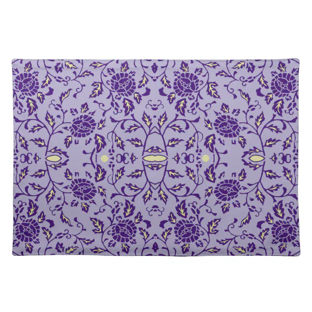 Elegant Flowery Purple Damask Placemat