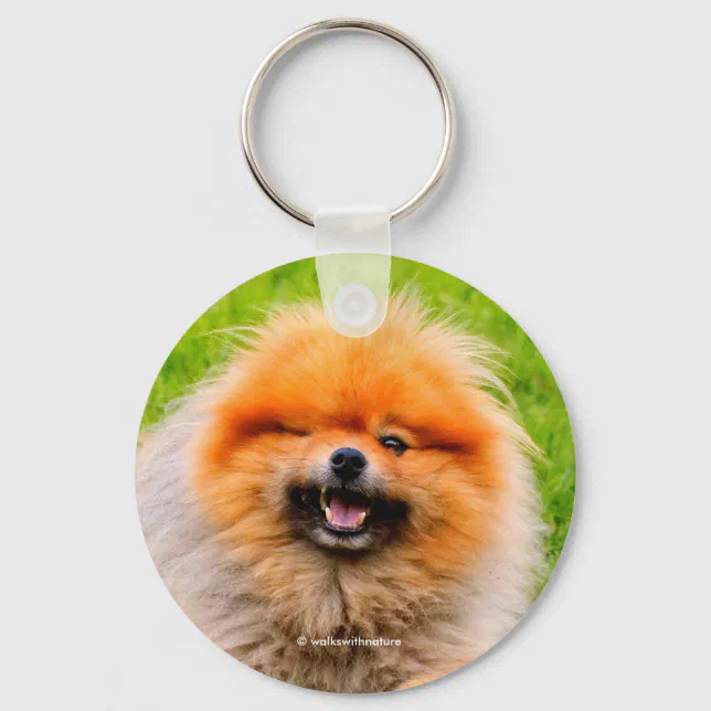 Winking Chuckling Funny Dog Keychain
