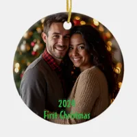 Customizable First Christmas 2024 Ceramic Ornament