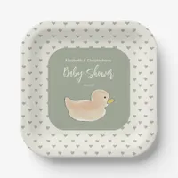 Baby Shower Duck Heart Dots Couples Cute Girl  Paper Plates