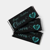 Filigree Goth Ice Blue Heart Personalized Hershey Bar Favors