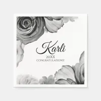 Elegant Graduation Napkins | Watercolor (Black)