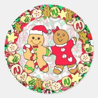 Christmas Gingerbread man and woman Candy Sprinkle Classic Round Sticker