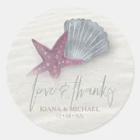 White Sands Love & Thanks Plum/Steel Blue ID605 Classic Round Sticker