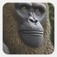 Gorilla, Bigfoot or Sasquatch Close up of Face Square Sticker