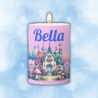 Pink & Blue Fairy Cottage Core Monogram on Pink | Pillar Candle