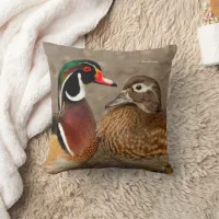 Beautiful Touching Moment Between Wood Ducks Throw Pillow
