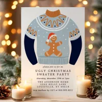 Tacky Gingerbread Man Ugly Christmas Sweater Party Invitation