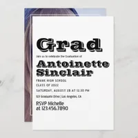 Black and White Typography Graduation Party Photo Invitation