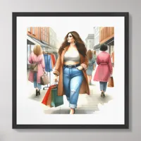 Modern Woman Shopping Framed Art