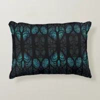 Mystic Forest Mosaic Blue & Black pattern  Accent Pillow