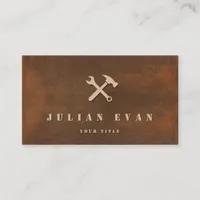  Rusted Iron Steel Hammer Wrench Icon Handyman Business Card