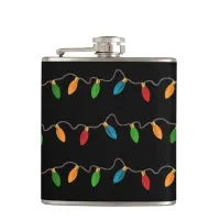 Colorful String of Christmas Lights Flask