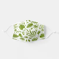 Tropical Leaves Pattern Green White Adult Cloth Face Mask