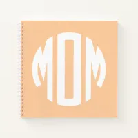 Peach and White Circle Monogram MOM Notebook