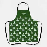 Green Christmas trees with beads strings pattern Apron