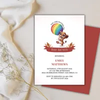 Simple Watercolor Lion Cub Balloon Baby Shower Invitation