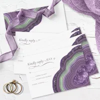 Agate Geode Glitter Wedding Violet ID647 RSVP Card