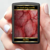 Rich crimson marble with striking veining details zippo lighter