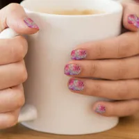 Pink Carnations in vintage style Minx Nail Art