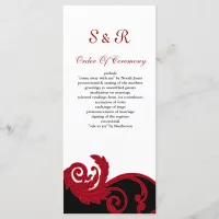 red,black and white Wedding program