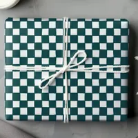 Hand Drawn Dark Blue Green & White Check Pattern Wrapping Paper Sheets