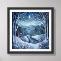 Enchanted Winter Night AI Assist  Framed Art