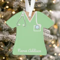 Personalized Mint Green Nurse Scrubs Ornament