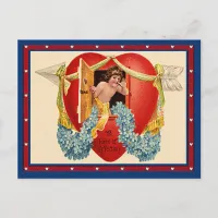 Vintage Cupid Token of Affection in a House Heart Postcard