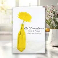 Yellow Mum in Vase Funeral Service Memorial Folded Program