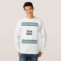 Midnight Green Silver Sports Team Name Long Sleeve T-Shirt