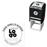 Custom Round Company Logo + Text Self-Inking Stamp