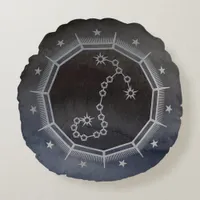 Dark Zodiac Astrology: Scorpio Black & Silver Round Pillow