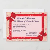 Sparkles & Red Ribbon Frame Bridal Shower Invite