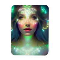 Glowing Green Stars Goddess of Light Fantasy Art Magnet