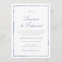 Marble Border Wedding Invitation - Cornflower Blue