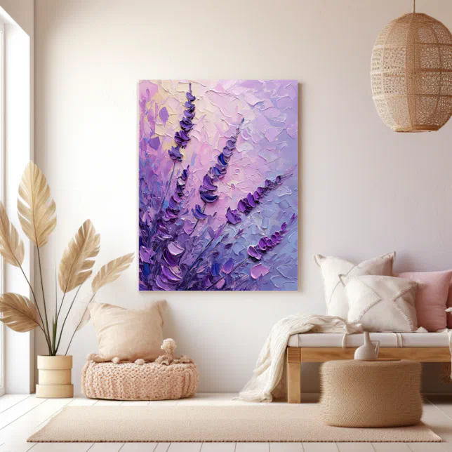 Lavender Flowers Elegant Oil Painting Canvas Print
