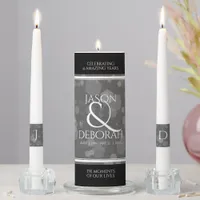 Elegant 4th Linen Wedding Anniversary Celebration Unity Candle Set