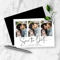 Modern Black White Handwritten Save the Date