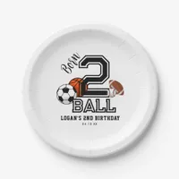 Born 2 Ball Sports Theme Boy’s 2nd Birthday Party Paper Plates